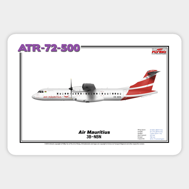 Avions de Transport Régional 72-500 - Air Mauritius (Art Print) Sticker by TheArtofFlying